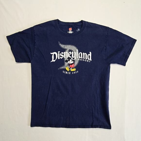 Disneyland Resort Mickey Mouse Shirt Blue Hanes Medium Graphic Tee 2000s - Picture 1 of 11